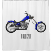 Chopper Motorrad Cartoon Abbildung Duschvorhang (Vorderseite)