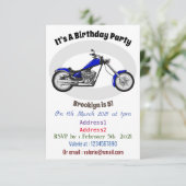 Chopper Motorrad Cartoon Abbildung Einladung (Stehend Vorderseite)