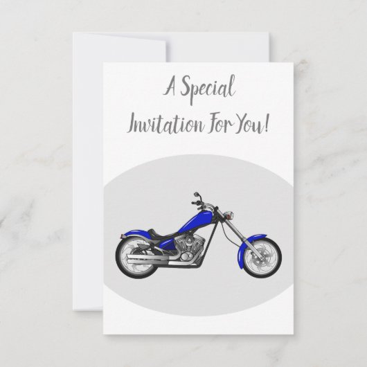 Chopper Motorrad Cartoon Abbildung Einladung (Rückseite)