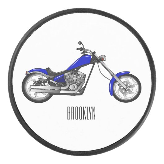 Chopper Motorrad Cartoon Abbildung Eishockey Puck (Vorderseite)