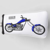 Chopper Motorrad Cartoon Abbildung Golf Headcover (Vorderseite)
