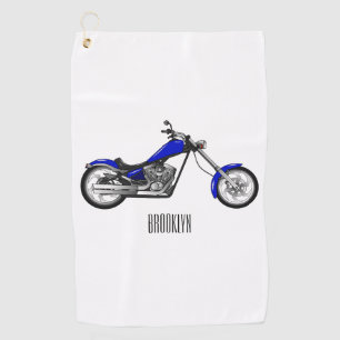 Chopper Motorrad Cartoon Abbildung Golfhandtuch