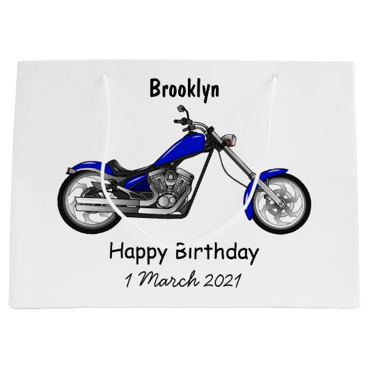 Chopper Motorrad Cartoon Abbildung Große Geschenktüte (Vorderseite)
