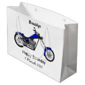 Chopper Motorrad Cartoon Abbildung Große Geschenktüte (Rückseite Schrägansicht)