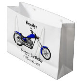Chopper Motorrad Cartoon Abbildung Große Geschenktüte (Vorderseite Schrägansicht)