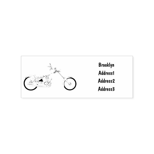 Chopper Motorrad Cartoon Abbildung Gummistempel (Prägung)