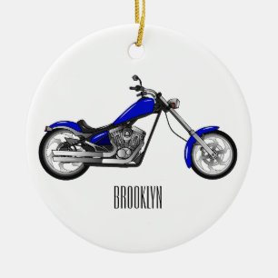 Chopper Motorrad Cartoon Abbildung Keramik Ornament