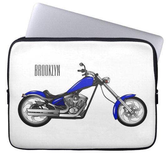 Chopper Motorrad Cartoon Abbildung Laptopschutzhülle (Vorderseite)
