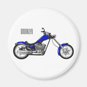Chopper Motorrad Cartoon Abbildung Magnet
