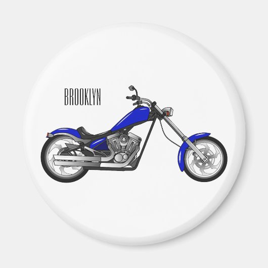Chopper Motorrad Cartoon Abbildung Magnet (Vorne)
