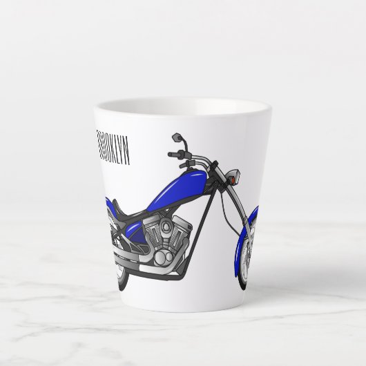 Chopper Motorrad Cartoon Abbildung Milchtasse (Vorderseite)