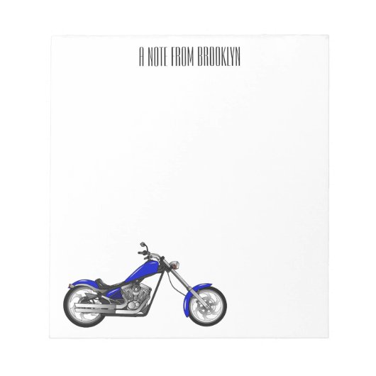 Chopper Motorrad Cartoon Abbildung Notizblock (Vorderseite)