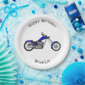 Chopper Motorrad Cartoon Abbildung Pappteller (Party)