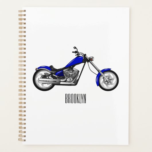 Chopper Motorrad Cartoon Abbildung Planer (Vorderseite)