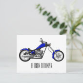 Chopper Motorrad Cartoon Abbildung Postkarte (Stehend Vorderseite)