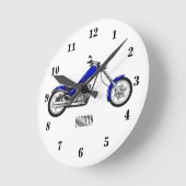 Chopper Motorrad Cartoon Abbildung Runde Wanduhr (Winkel)
