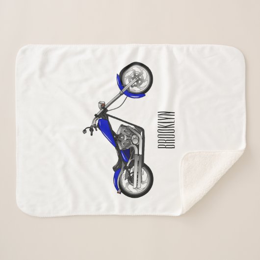 Chopper Motorrad Cartoon Abbildung Sherpadecke (Vorderseite (Horizontal))