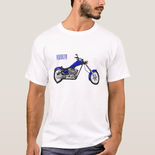 Chopper Motorrad Cartoon Abbildung T-Shirt (Vorderseite)