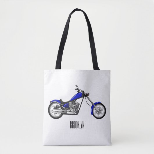 Chopper Motorrad Cartoon Abbildung Tasche (Vorderseite)