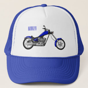 Chopper Motorrad Cartoon Abbildung Truckerkappe
