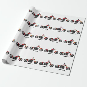 Chopper-Motorrad-Illustration Geschenkpapier