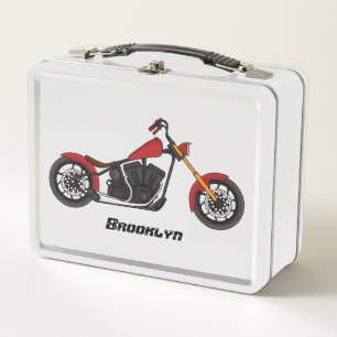Chopper-Motorrad-Illustration Metall Brotdose