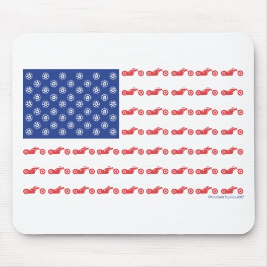 Chopper Motorrad - Patriotische Flagge Mousepad (Vorne)