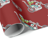Chopper-Motorrad-Strichmännchen Geschenkpapier (Rolleneckpunkt)