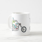 Chopper-Motorrad-Strichmännchen Kaffeetasse (Vorderseite Links)