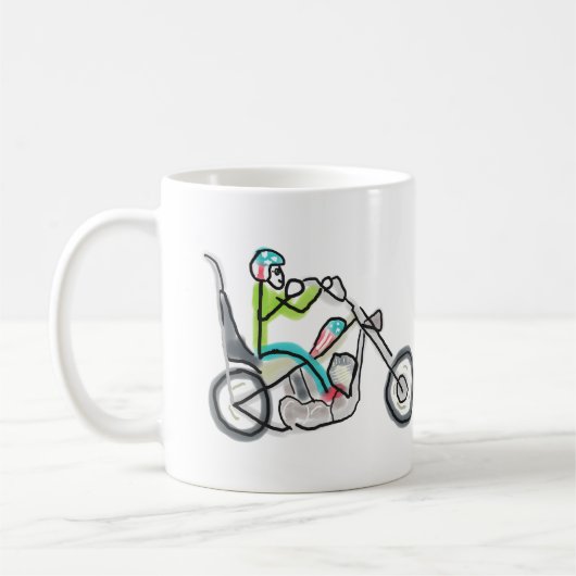 Chopper-Motorrad-Strichmännchen Kaffeetasse (Links)