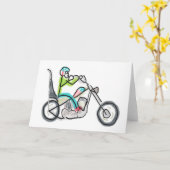 Chopper-Motorrad-Strichmännchen Karte (Gelbe Blume)
