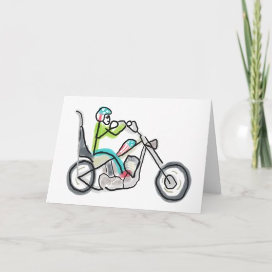 Chopper-Motorrad-Strichmännchen Karte (Vorderseite)