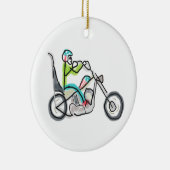 Chopper-Motorrad-Strichmännchen Keramik Ornament (Rechts)