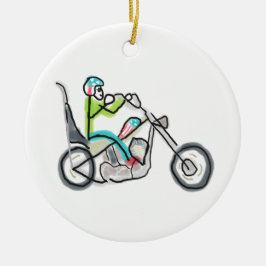 Chopper-Motorrad-Strichmännchen Keramik Ornament