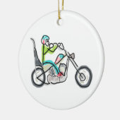 Chopper-Motorrad-Strichmännchen Keramik Ornament (Links)