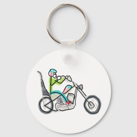 Chopper-Motorrad-Strichmännchen Schlüsselanhänger (Vorderseite)
