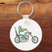Chopper-Motorrad-Strichmännchen Schlüsselanhänger (Rückseite)