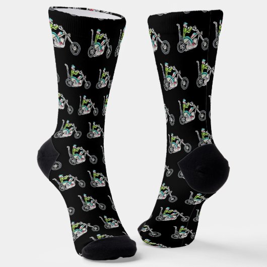Chopper-Motorrad-Strichmännchen Socken (Gewinkelt)