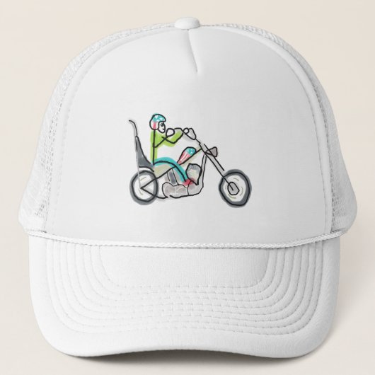 Chopper-Motorrad-Strichmännchen Truckerkappe (Vorderseite)