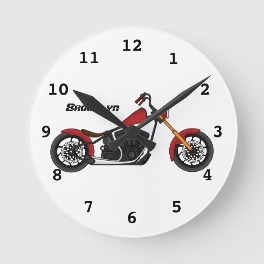 Chopper style motorcycle illustration runde wanduhr (Vorderseite)