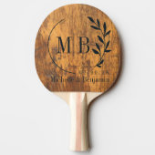 Chopping Block Leaf Wedding Monogram Tischtennis Schläger (Rückseite)