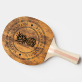Chopping Block Pineapple Wedding Crest & Names Tischtennis Schläger (Seitenansicht)