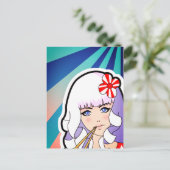 Chopsticks Anime Girl Postkarte (Stehend Vorderseite)