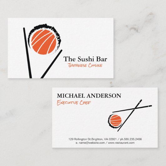 Chopsticks | Sushi Roll Visitenkarte (Vorne/Hinten)