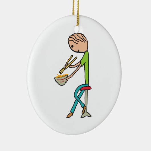 Chopstiere und Nudeln Keramik Ornament (Rechts)