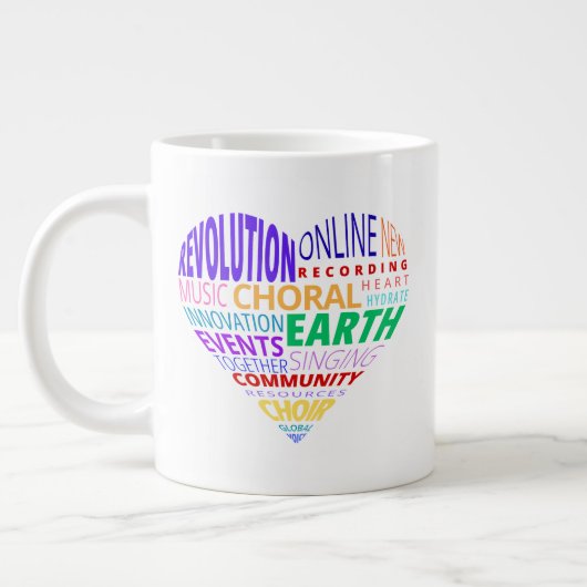 Chor der Erde Wortwolke Jumbo-Tasse (Links)