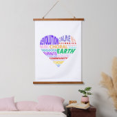 Chor der Erde Wortwolke Wandteppich Mit Holzrahmen (Schlafzimmer)