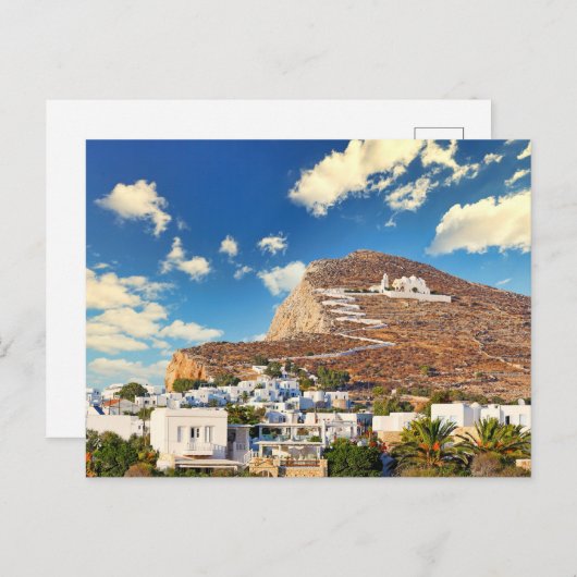 Chora mit Panagia Kirche von Folegandros Postkarte (Vorne/Hinten)