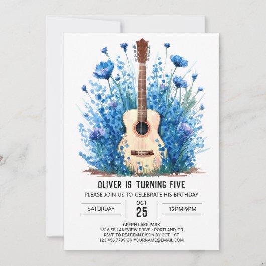 Chord Classical Guitar Boy Birthday Einladung (Vorderseite)