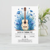 Chord Classical Guitar Boy Birthday Einladung (Stehend Vorderseite)